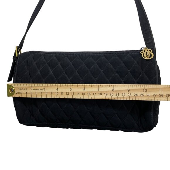 Vera Bradley Quilted Shoulder Bag Women Black Rectangle Zipper Inner Pocket Y2K - Picture 7 of 10